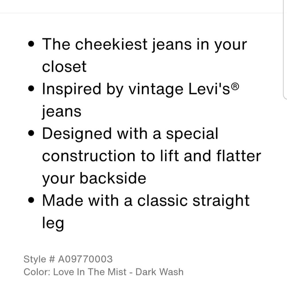 Levi's Wedgie Straight Fit A09770003 Button Fly Jeans NWT - Picture 14 of 14